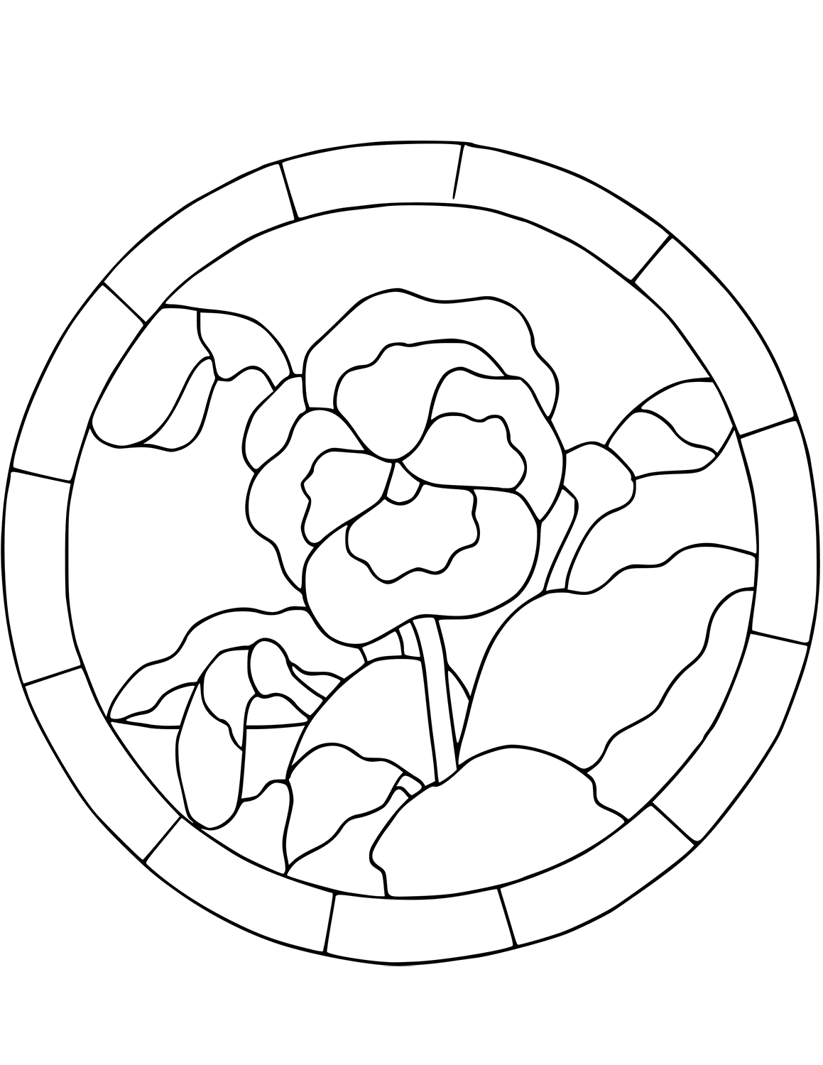 Stained Glass Pansy Flower Coloring Page Free Printable Coloring Pages For Kids