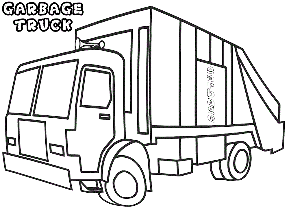 Big Garbage Truck Coloring Page - Free Printable Coloring Pages for Kids