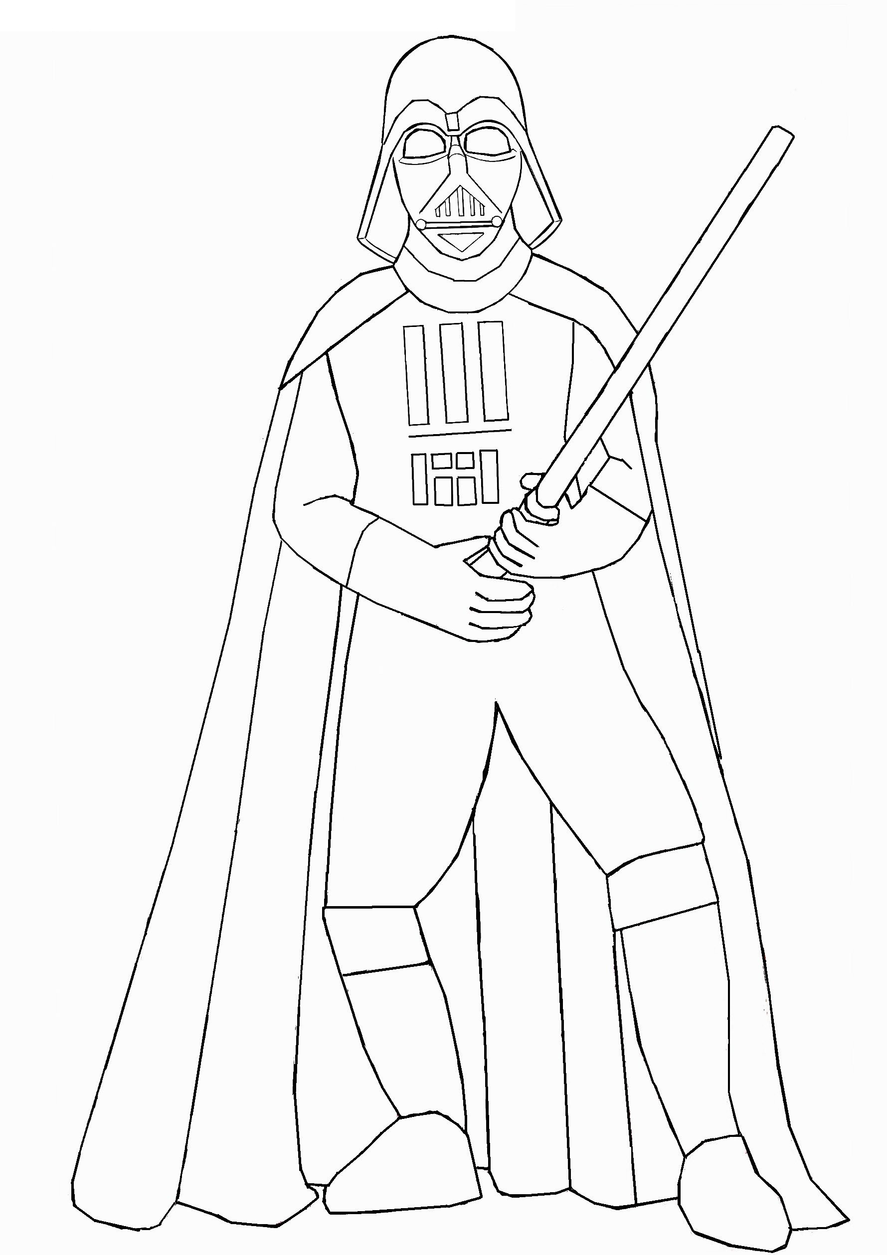Darth Vader Holding Lightsaber Coloring Page - Free ...