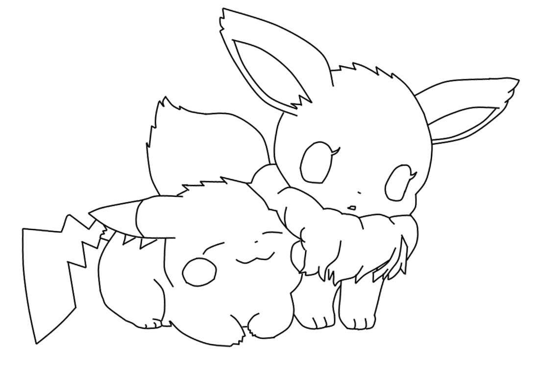 Eevee And Pikachu Coloring Page   Free Printable Coloring Pages ...