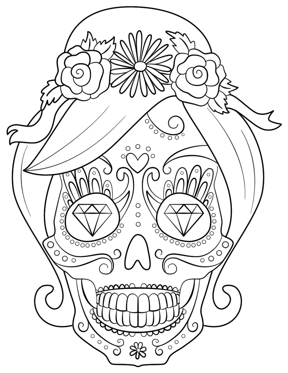 Sugar Skull Woman Coloring Page Free Printable Coloring Pages for Kids