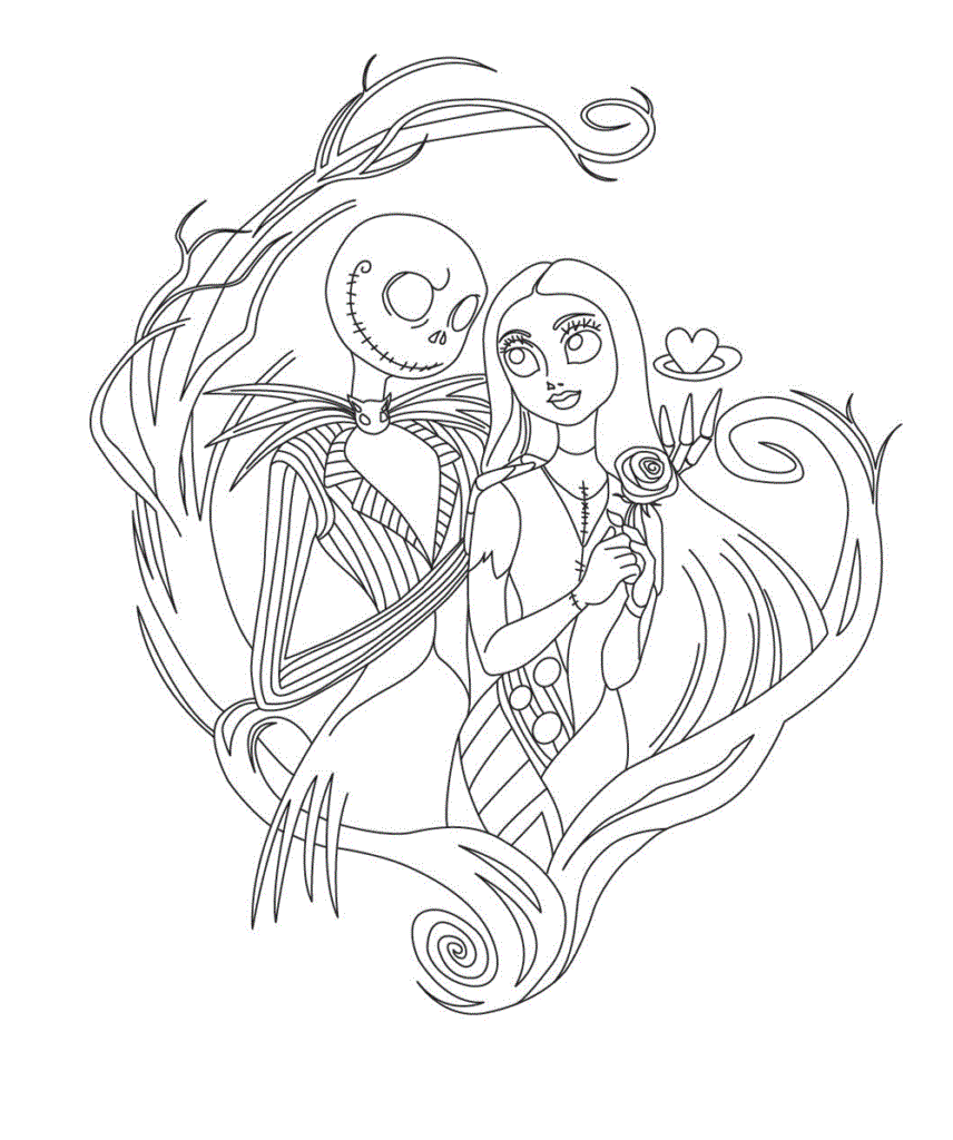 Lovely Jack Skellington Coloring Page Free Printable Coloring Pages