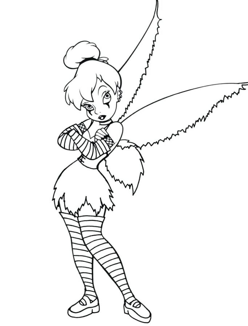Tinkerbell And A Rose Coloring Page - Free Printable Coloring Pages for