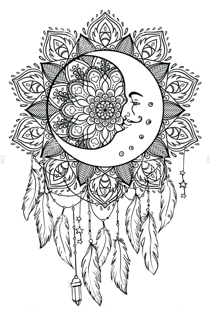 Moon Dream Catcher Coloring Page   Free Printable Coloring Pages ...