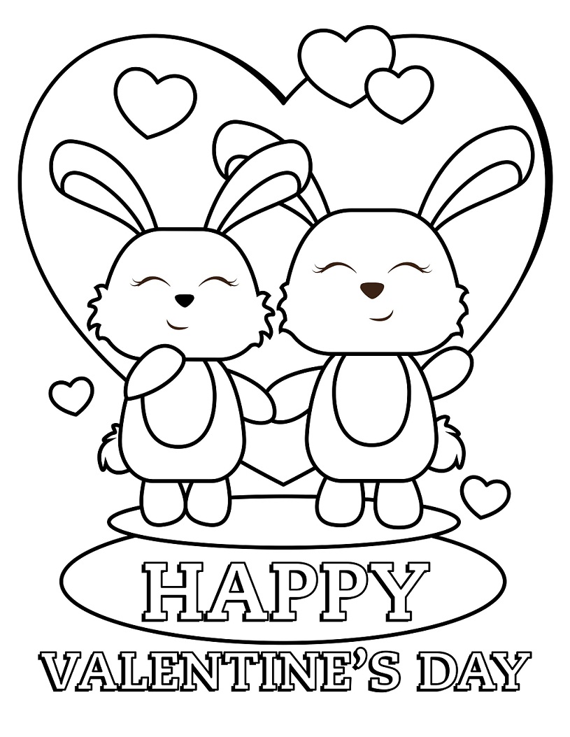 valentine s day bunnies coloring page free printable coloring pages for kids