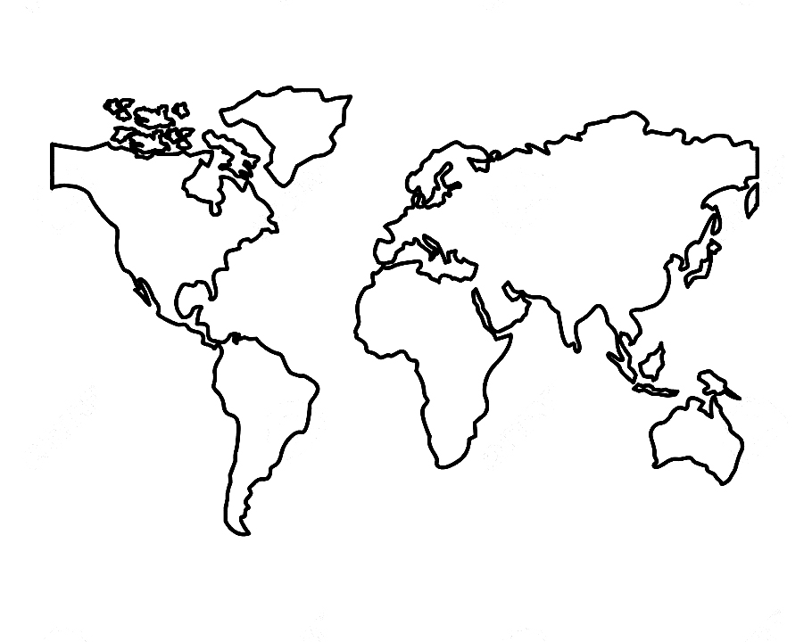 Simple World Map Coloring Page - Free Printable Coloring Pages for Kids