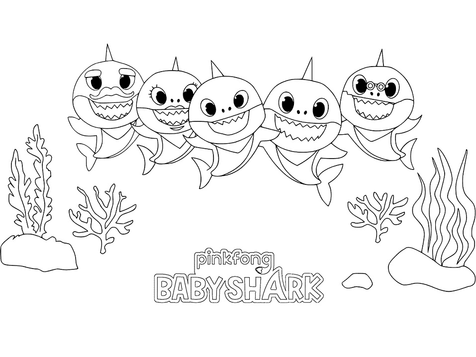baby shark family coloring page  free printable coloring