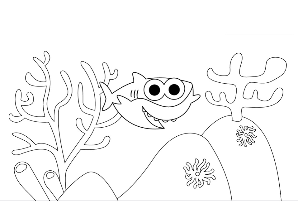 Baby Shark Swimming Coloring Page - Free Printable Coloring Pages for Kids