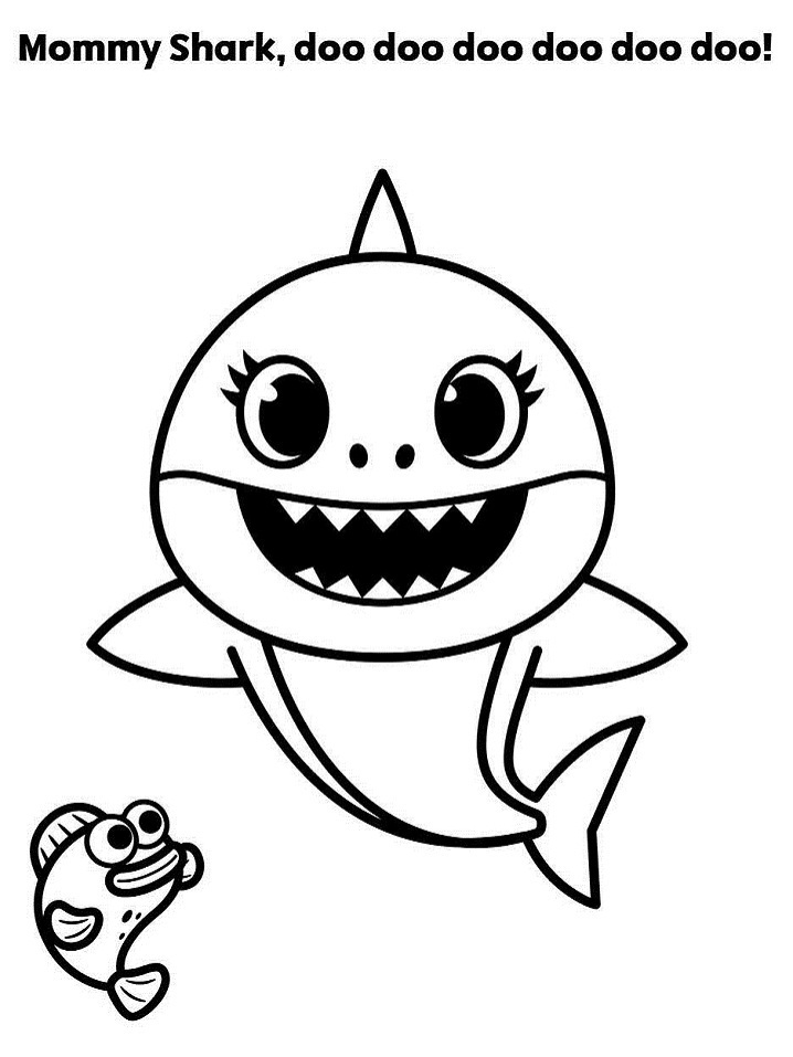 Pinkfong and Baby Shark Family Coloring Page - Free Printable Coloring