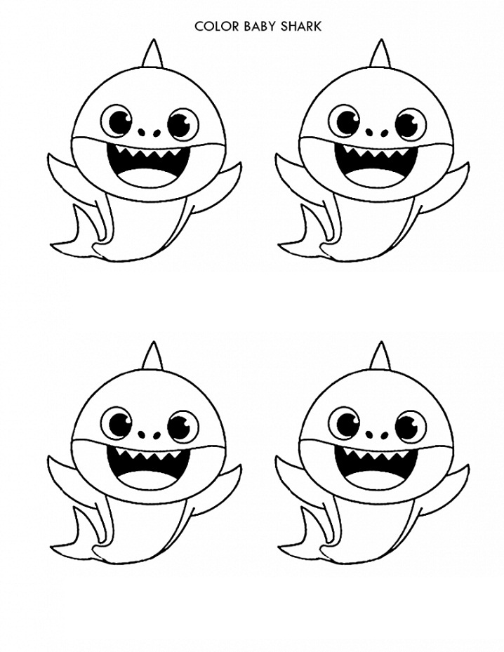 color 4 baby shark coloring page  free printable coloring