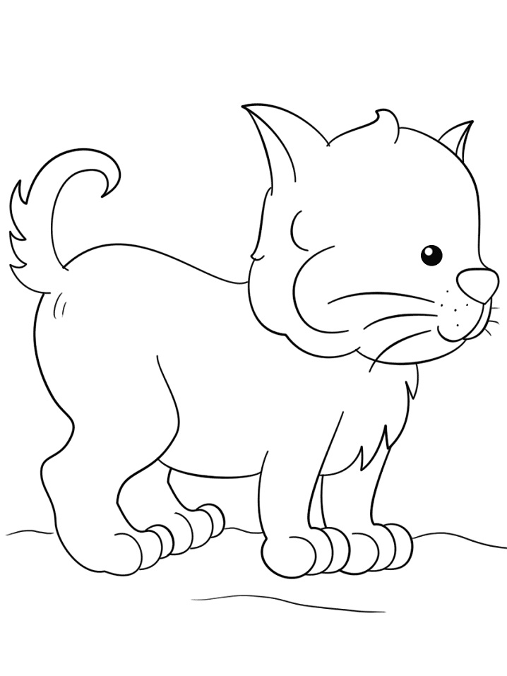 Cute Kitten Coloring Page - Free Printable Coloring Pages for Kids