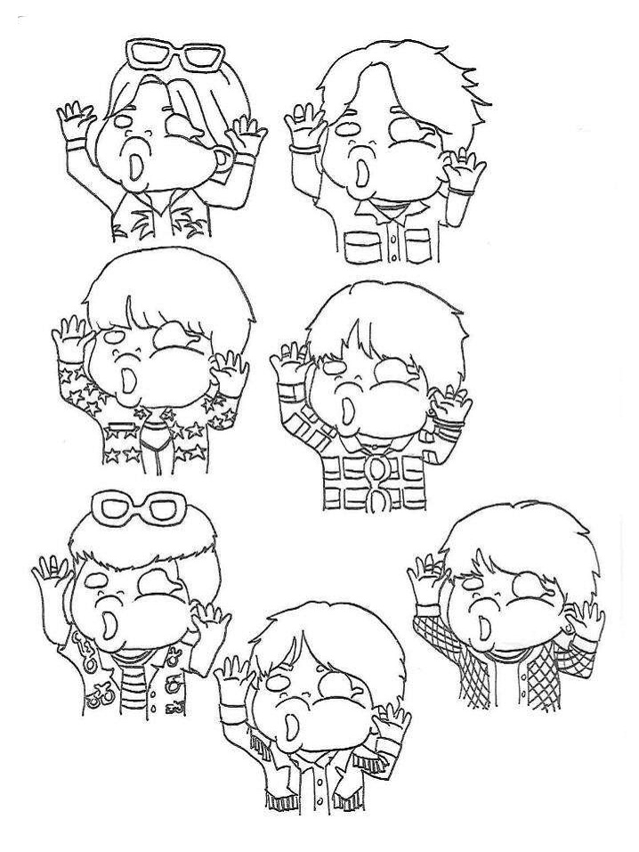 All Members of BTS Coloring Page - Free Printable Coloring Pages for Kids