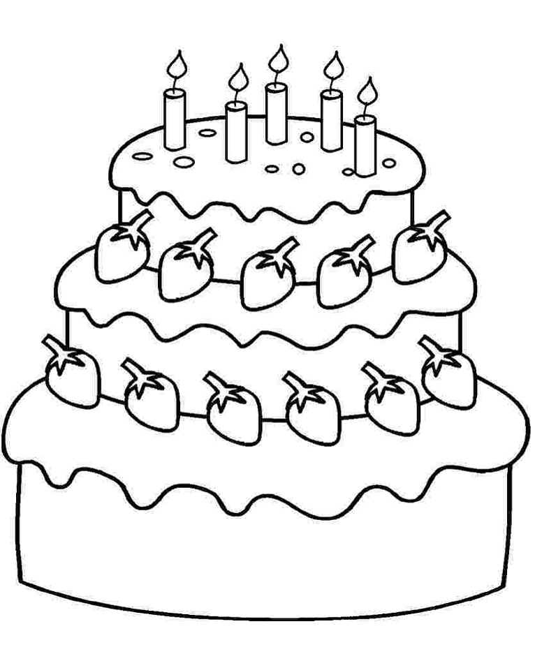 Strawberry Birthday Cake Coloring Page - Free Printable Coloring Pages ...
