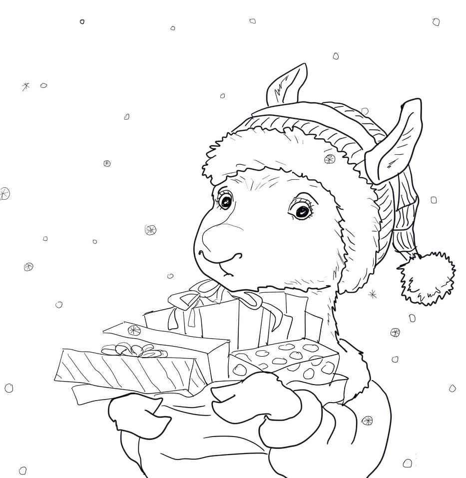 Llama Llama With Christmas Gifts Coloring Page Free Printable