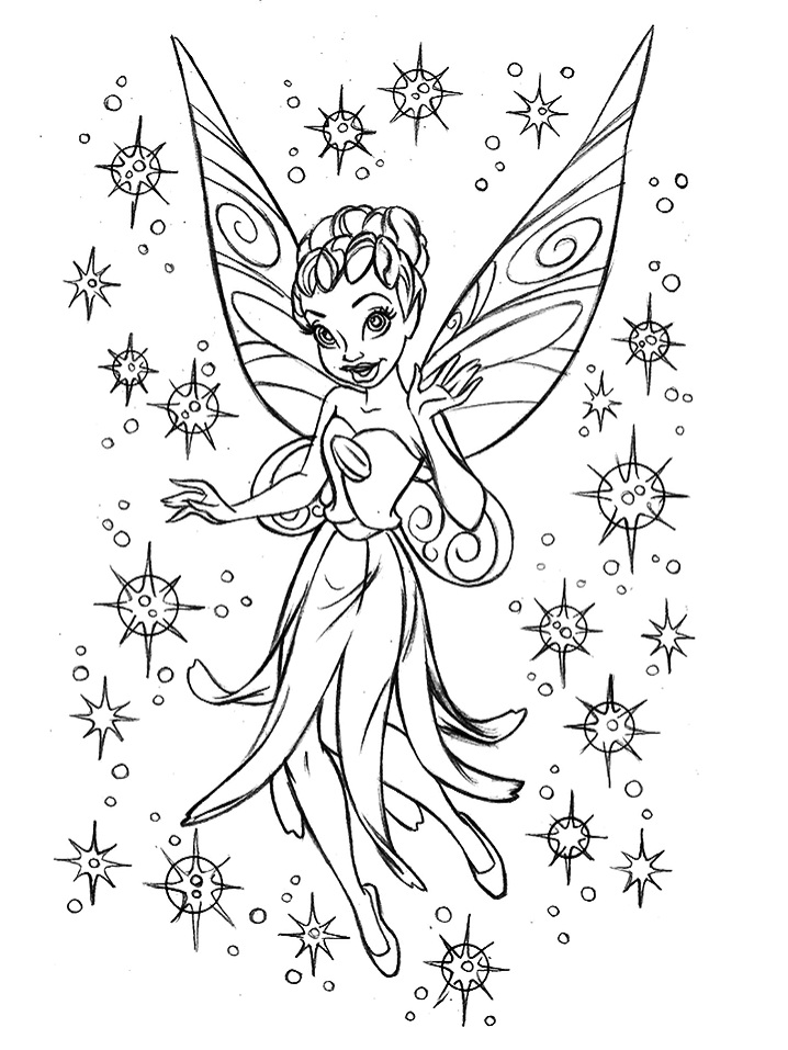 Disney's Tinkerbell Fan Art Drawing Coloring Page - Free Printable