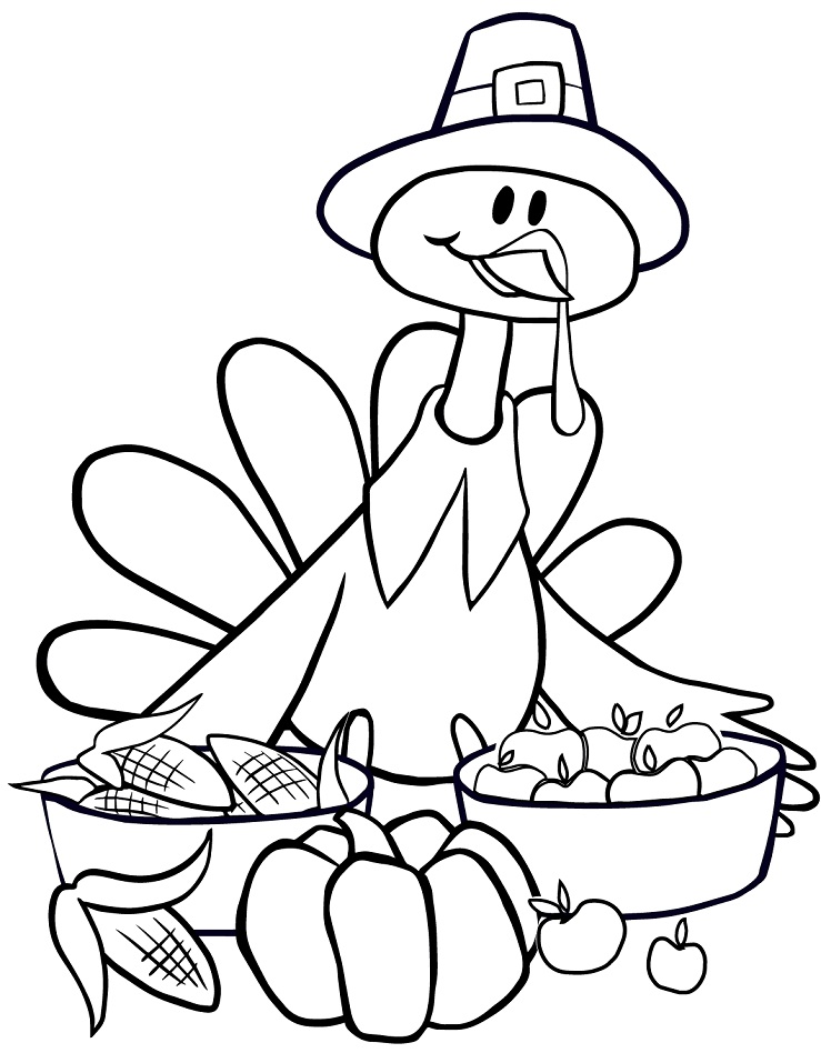 turkey with vegetables coloring page free printable coloring pages for kids