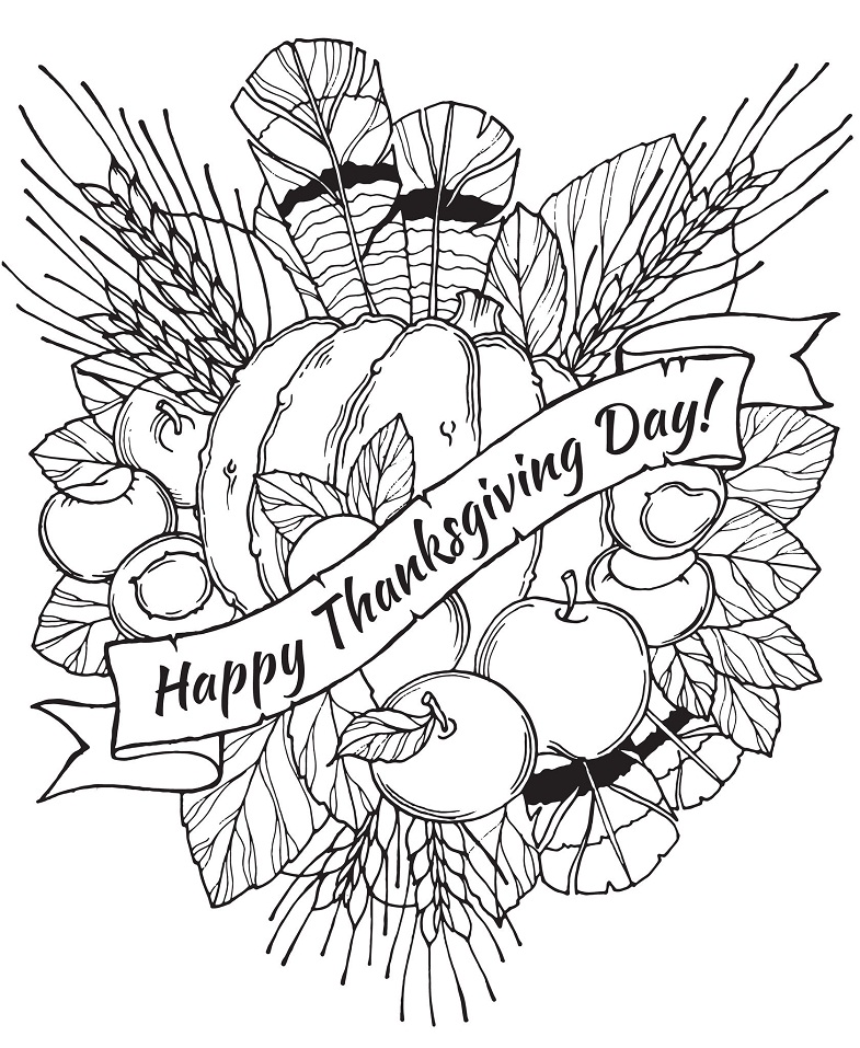 Happy Thanksgiving Day Coloring Page - Free Printable Coloring Pages ...