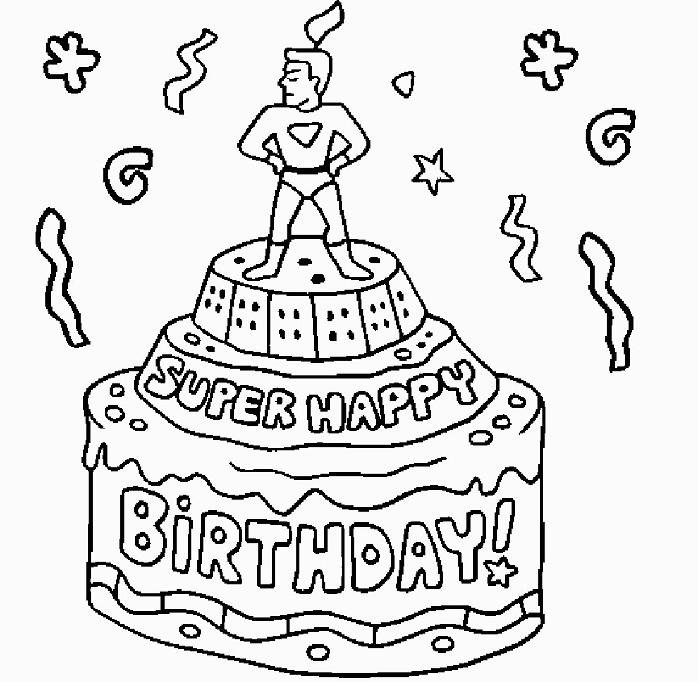 Super Happy Birthday Cake Coloring Page   Free Printable Coloring ...