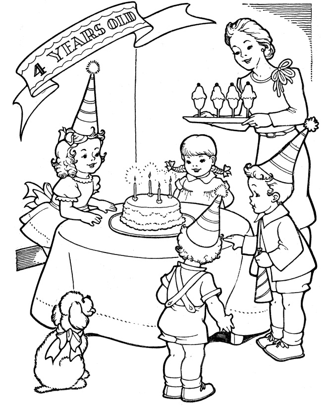 4 Year Old Birthday Party Coloring Page Free Printable Coloring Pages