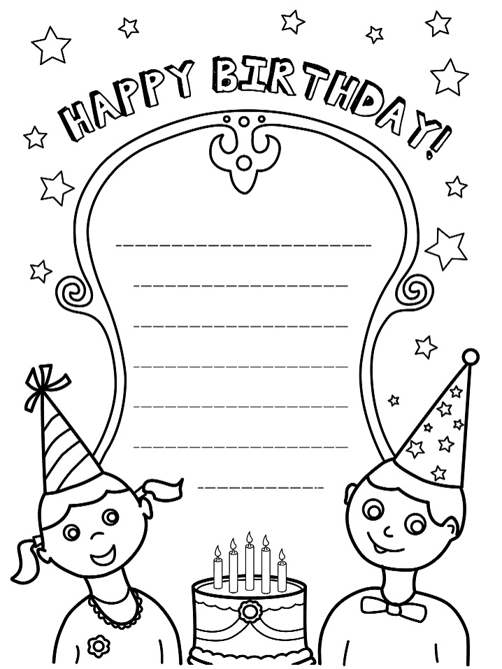 happy birthday card coloring page free printable coloring pages for kids