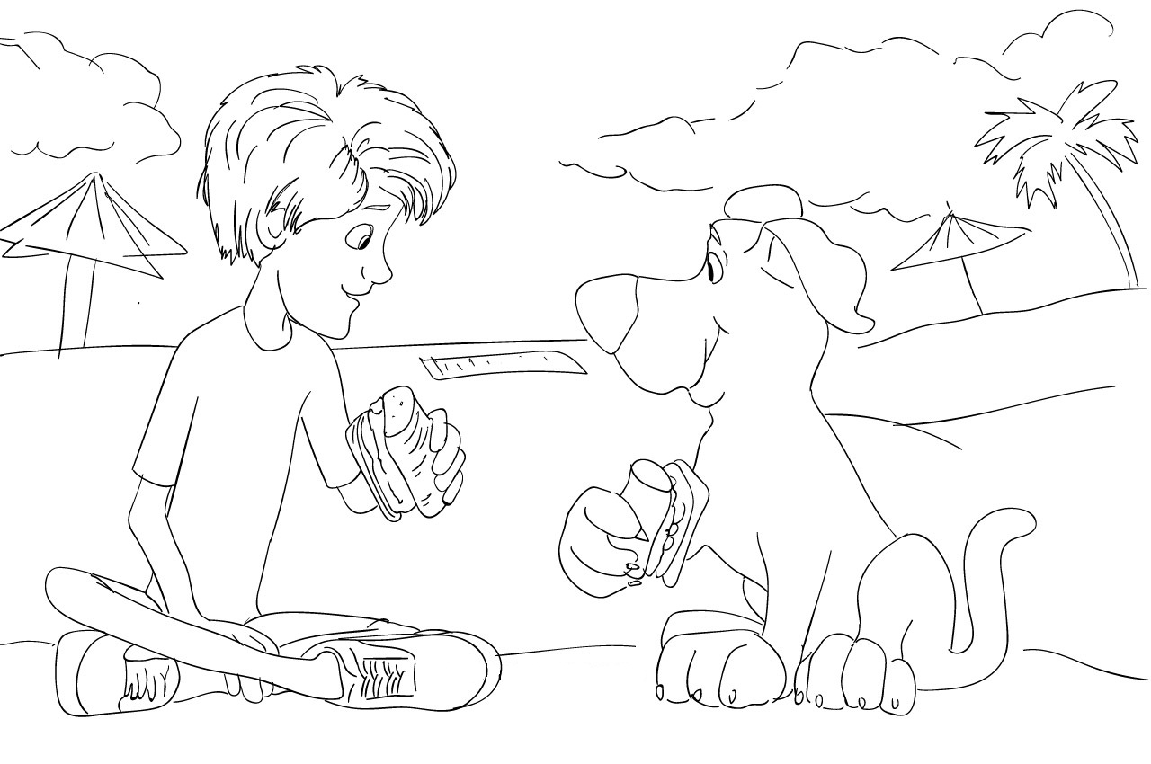 Scooby and Shaggy eating Sandwick Coloring Page - Free Printable