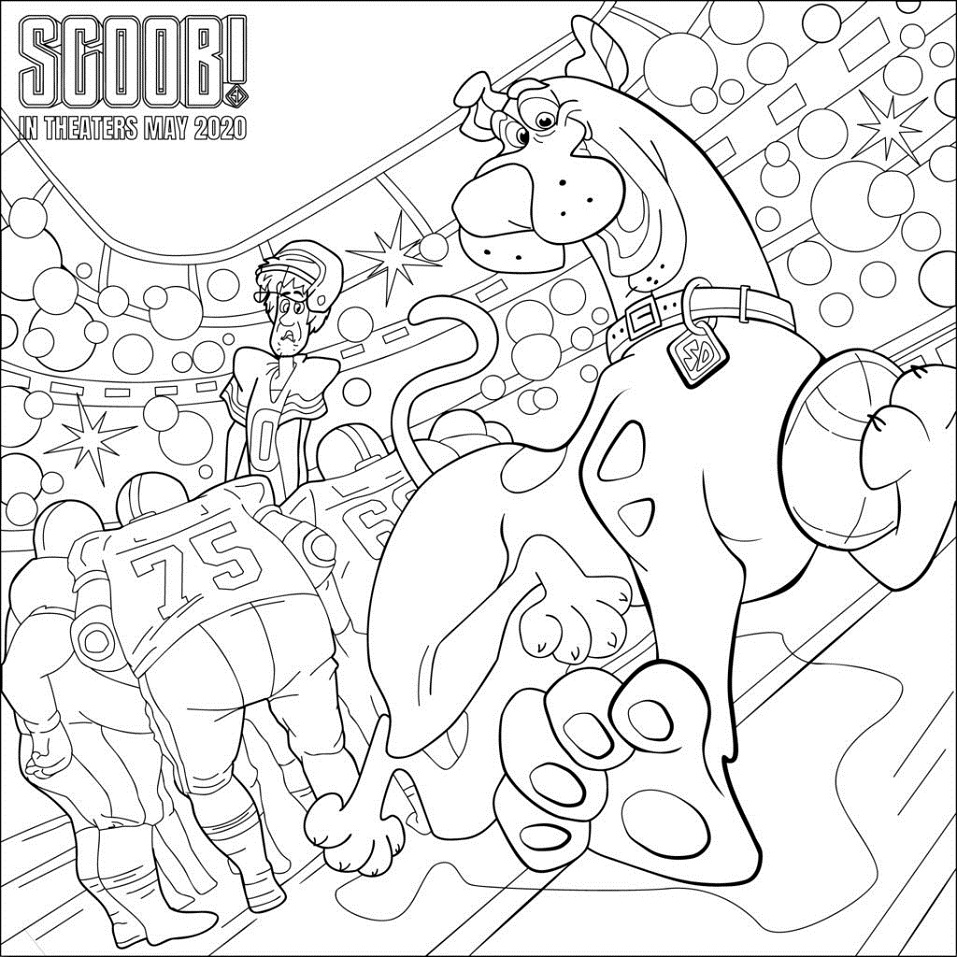 Shaggy and Scooby Playing Football Coloring Page - Free Printable