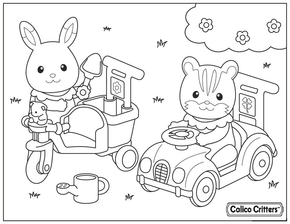 Calico Critters Drive Car With Friend Coloring Page Free Printable Coloring Pages For Kids