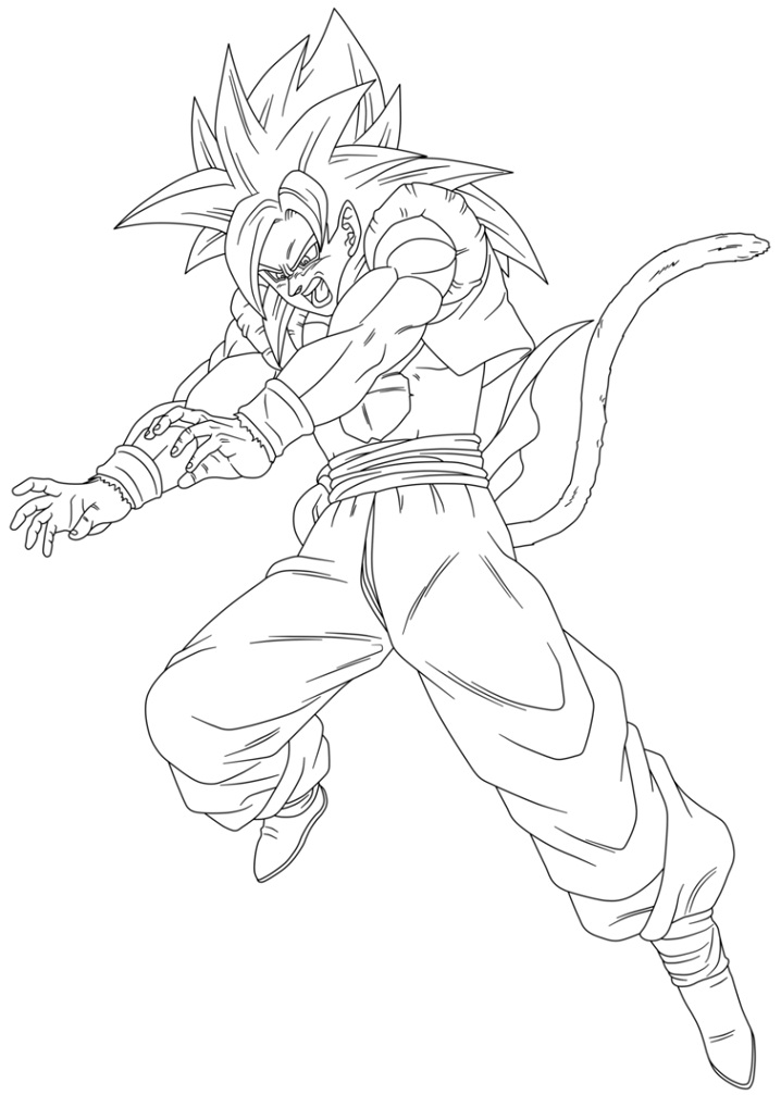 SSJ4 Gogeta Attack Coloring Page - Free Printable Coloring Pages for Kids