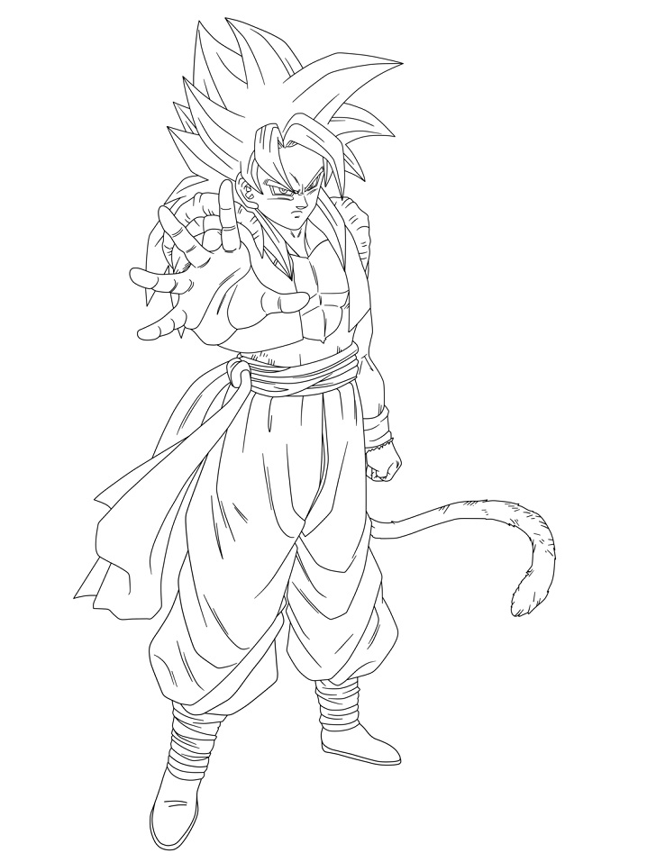 Gogeta SSJ4 Sketch Coloring Page - Free Printable Coloring Pages for Kids