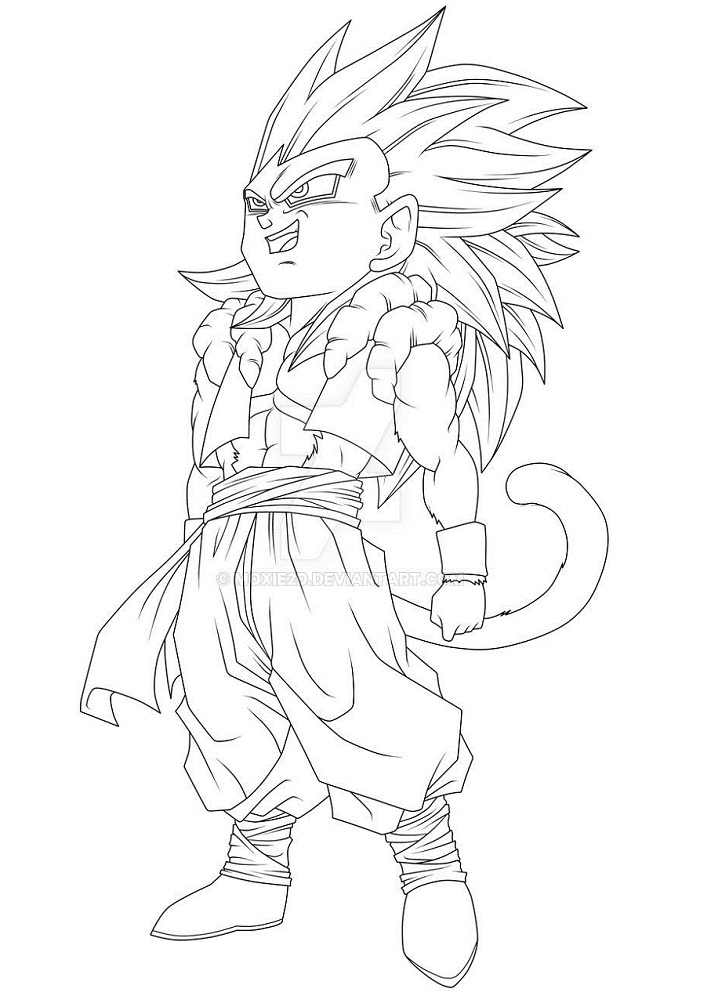 Chibi SSJ4 Gogeta Smiling Coloring Page - Free Printable Coloring Pages for  Kids