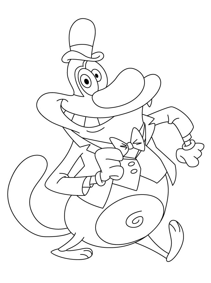 Gentlemen Oggy Coloring Page - Free Printable Coloring Pages for Kids