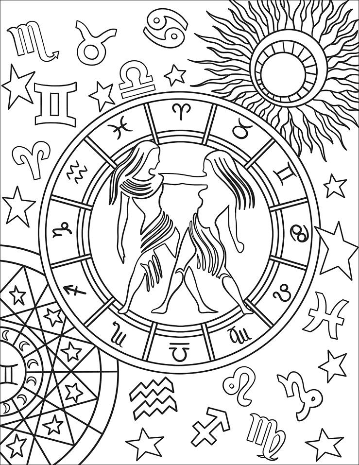 gemini zodiac sign coloring page free printable coloring pages for kids