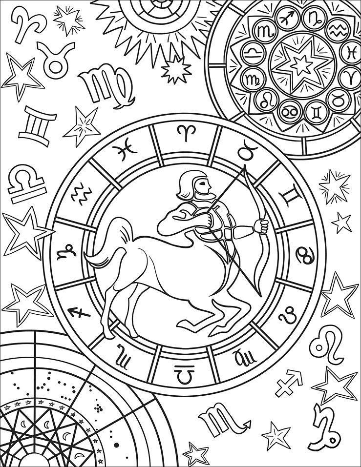 Sagittarius Zodiac Sign Coloring Page Free Printable Coloring Pages