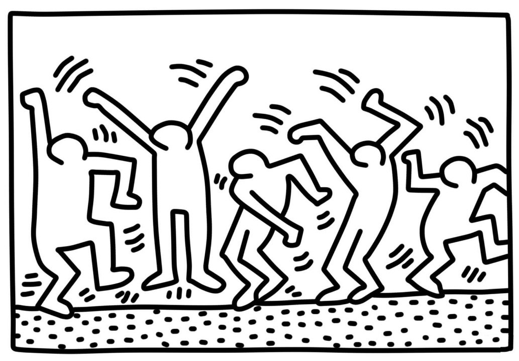Fight Aids Worldwide by Keith Haring Coloring Page - Free Printable