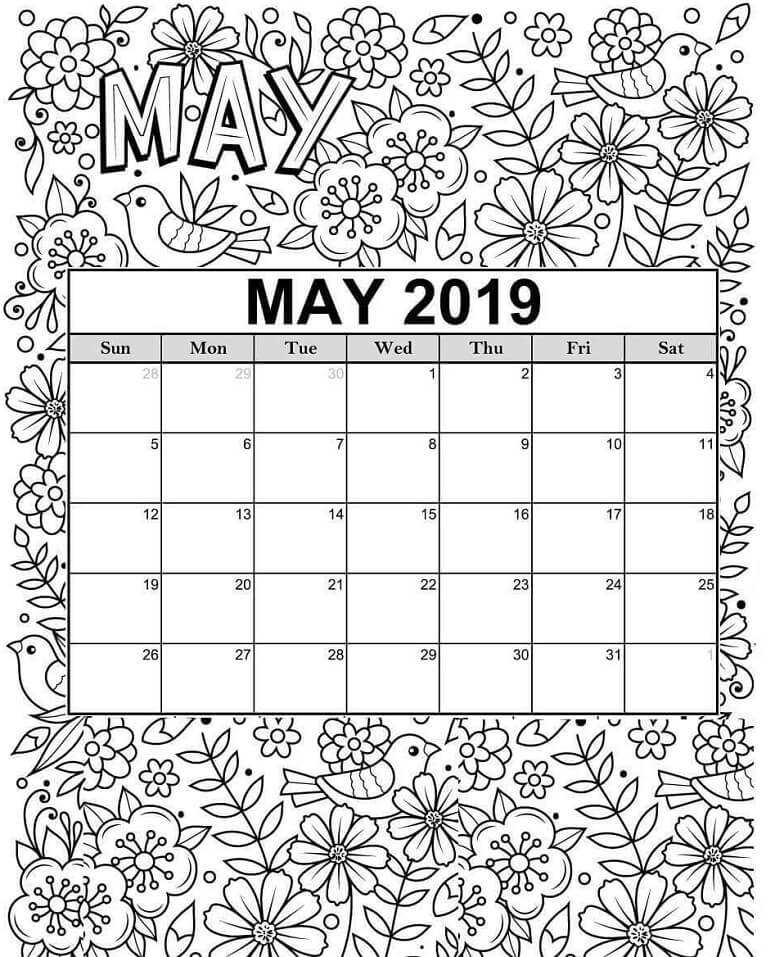 2019 Printable Coloring Calendar Calendar Png Image Hd Coloring Pages