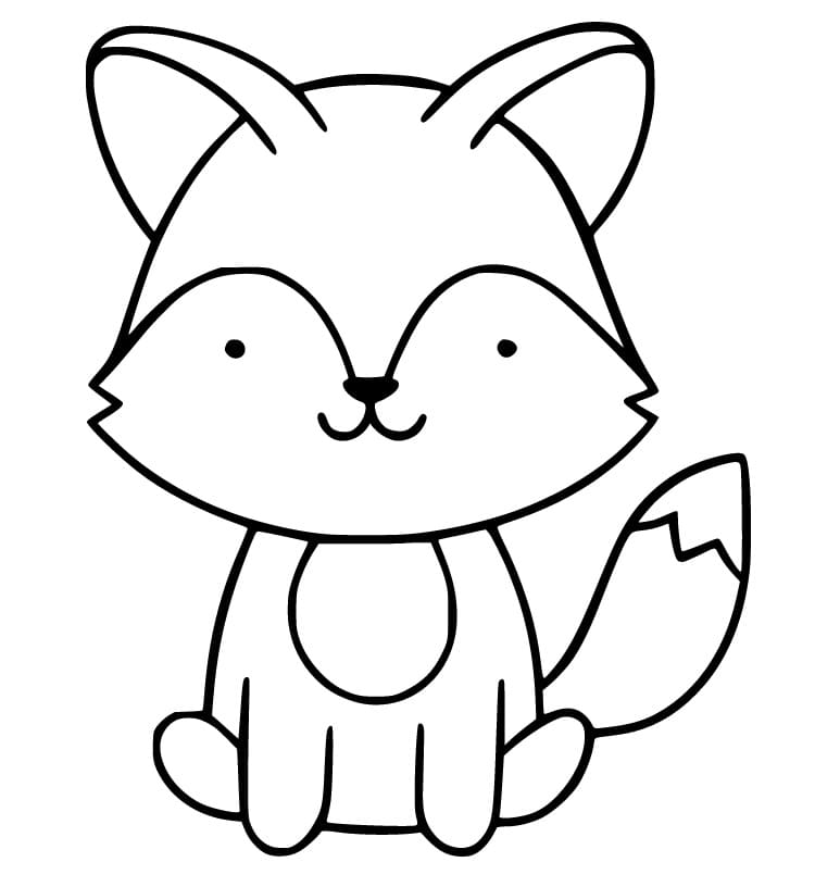 A Cute Baby Fox Coloring Page - Free Printable Coloring Pages for Kids