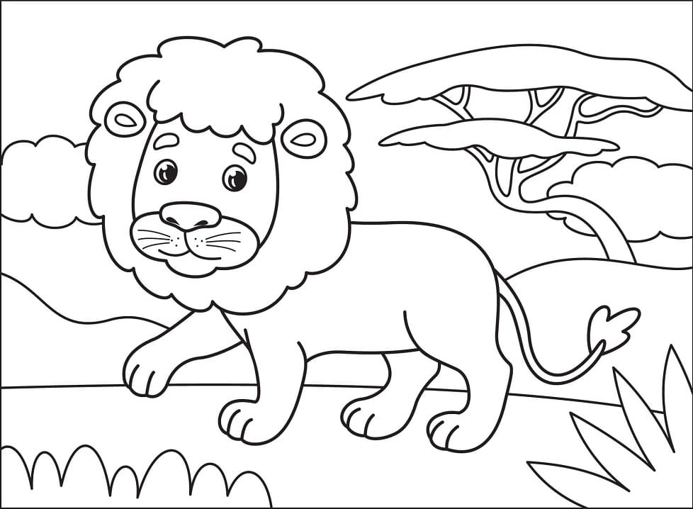 Cute Lion Coloring Page - Free Printable Coloring Pages for Kids