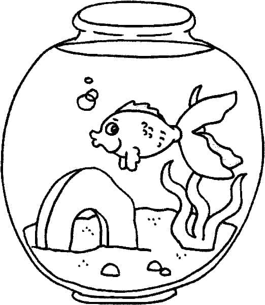 fish in a bowl coloring page