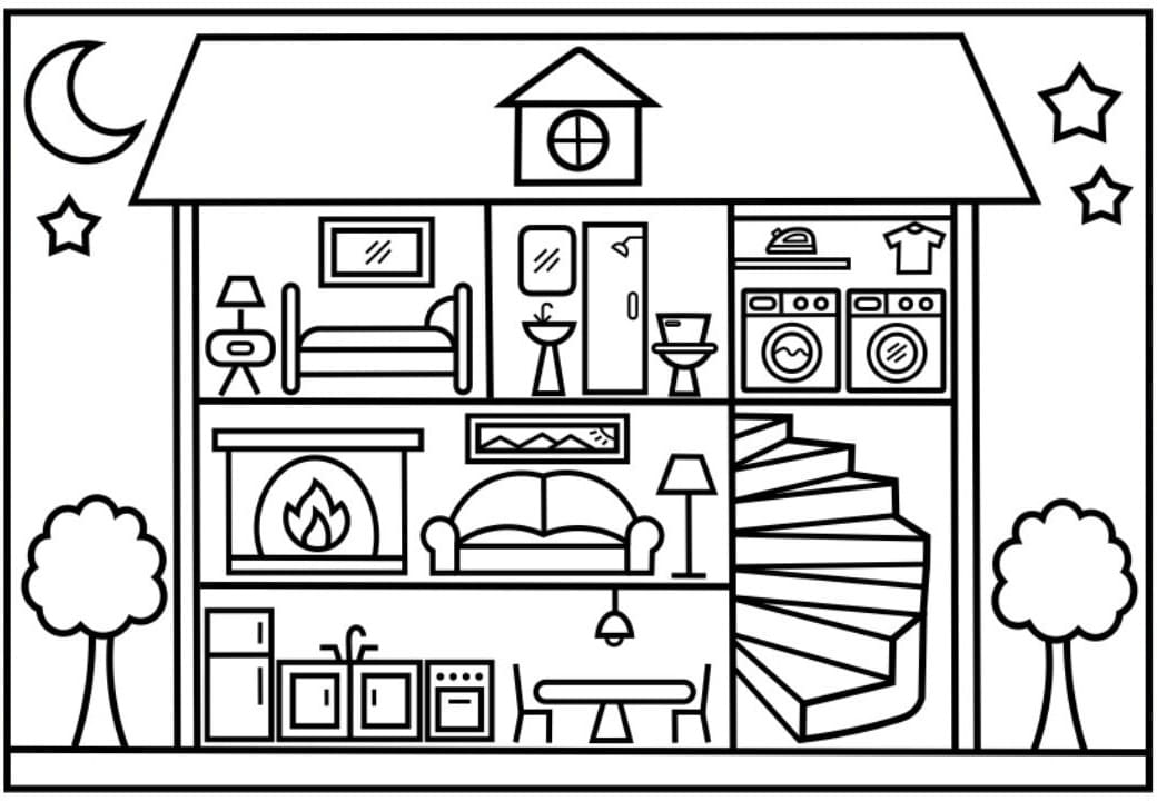 Free Printable Dollhouse Coloring Page Free Printable Coloring Pages