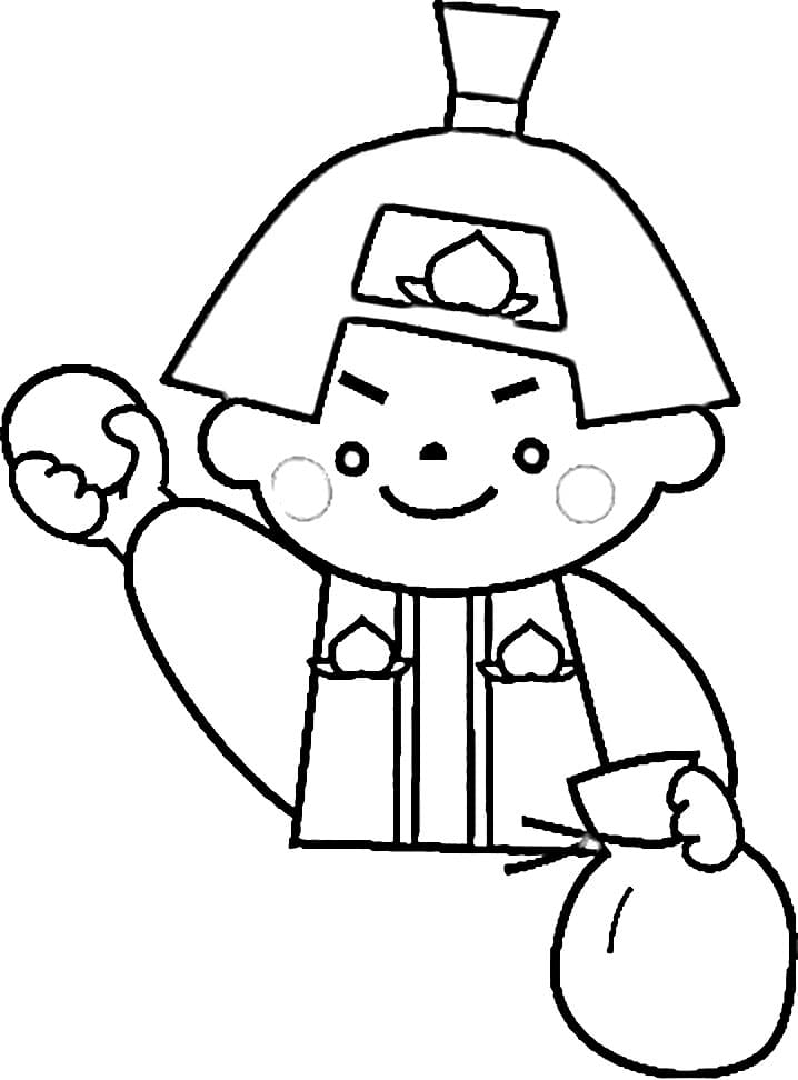 Adorable Momotaro Coloring Page - Free Printable Coloring Pages for Kids