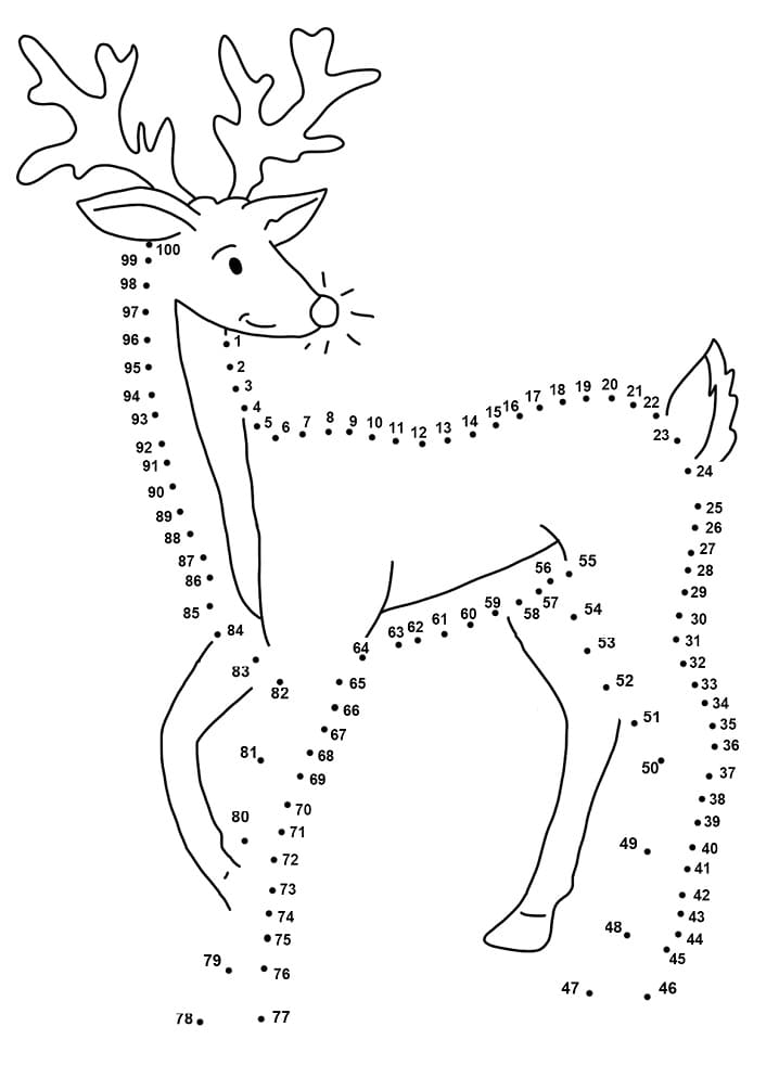 Adorable Reindeer Dot to Dots