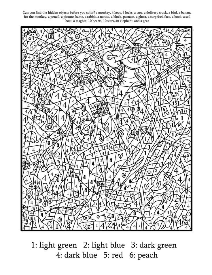 Adult And Advanced Color By Number Free Printable Coloring Pages For Kids