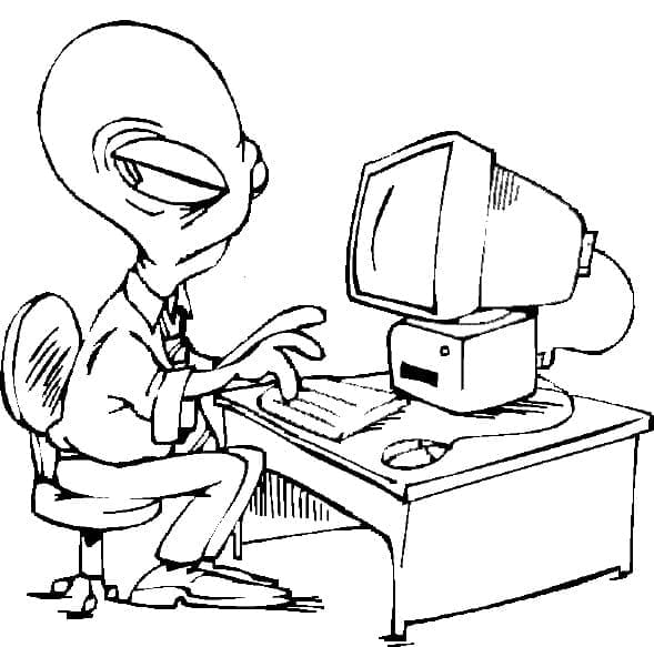 Alien with Computer