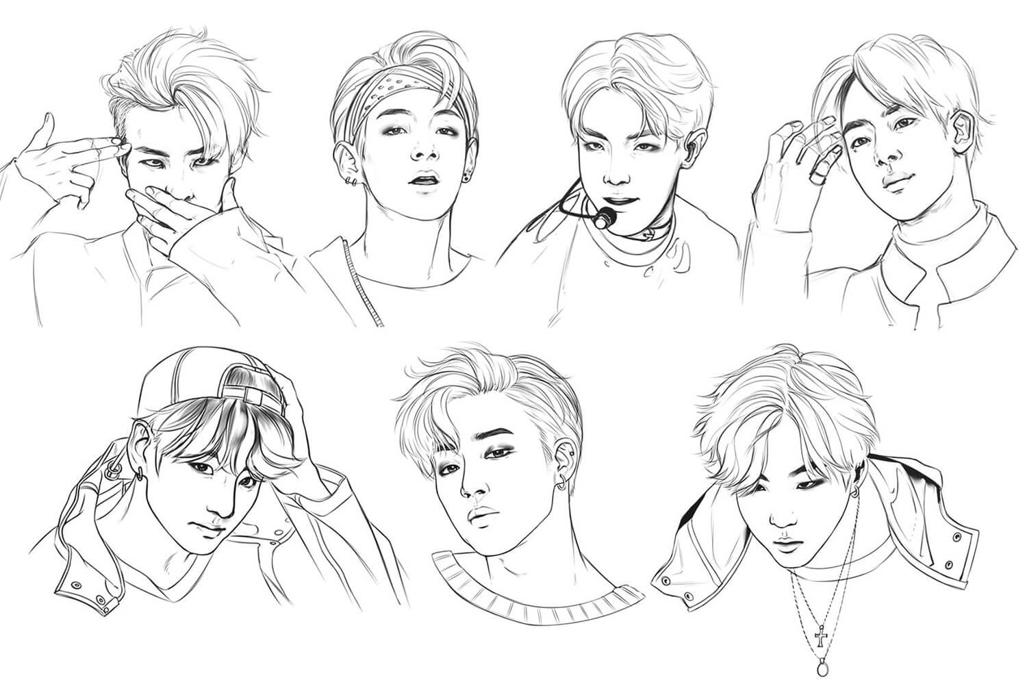 All Members Of BTS Coloring Page Free Printable Coloring Pages For Kids