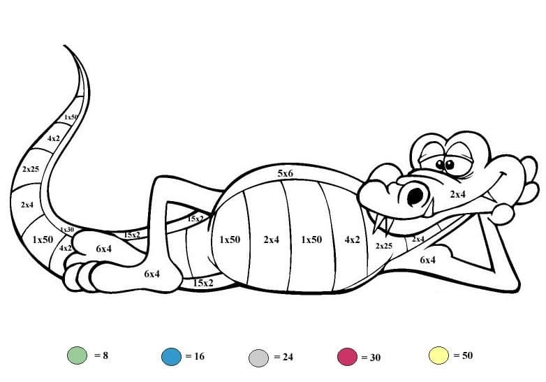 Alligator Multiplication Color by Number