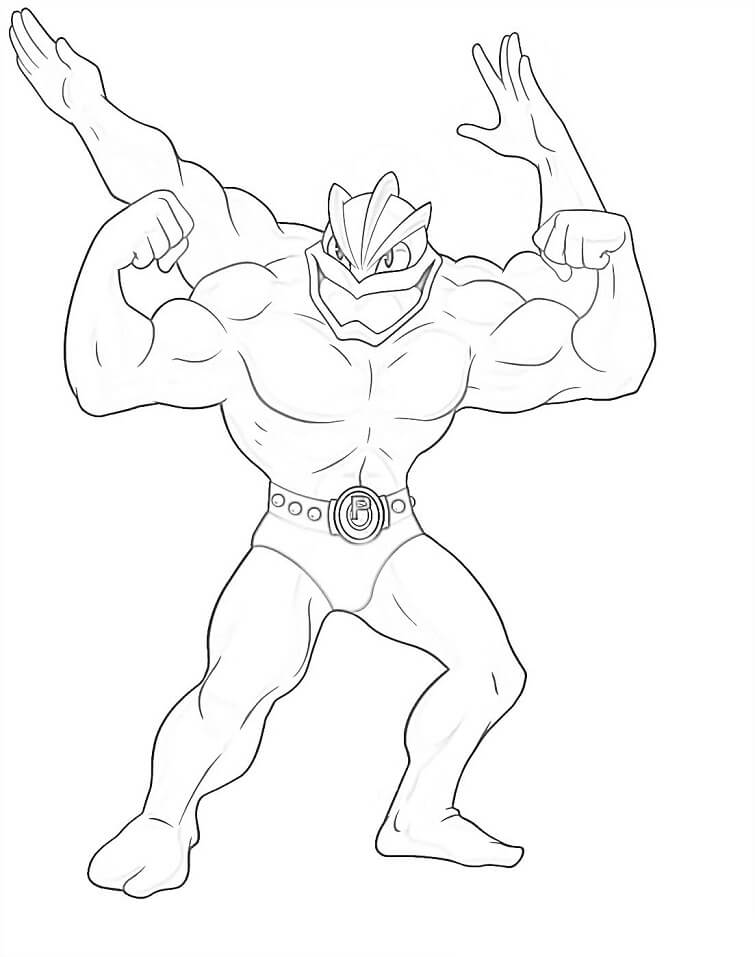 Funny Machamp Coloring Page - Free Printable Coloring Pages for Kids