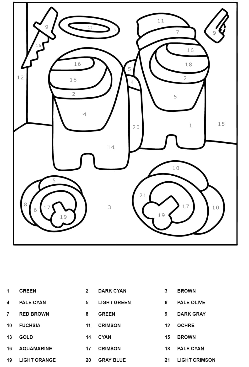 Free Among Us Color By Number Worksheet Coloring Page Free Printable Coloring Pages For Kids
