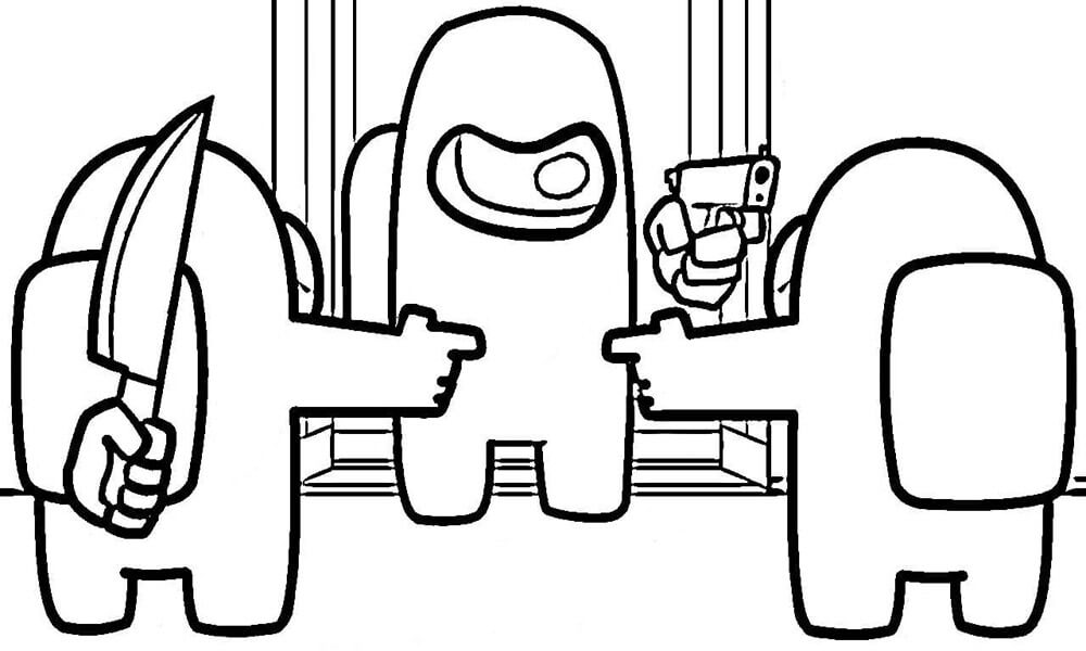 Among Us Fighting Coloring Page - Free Printable Coloring Pages for Kids