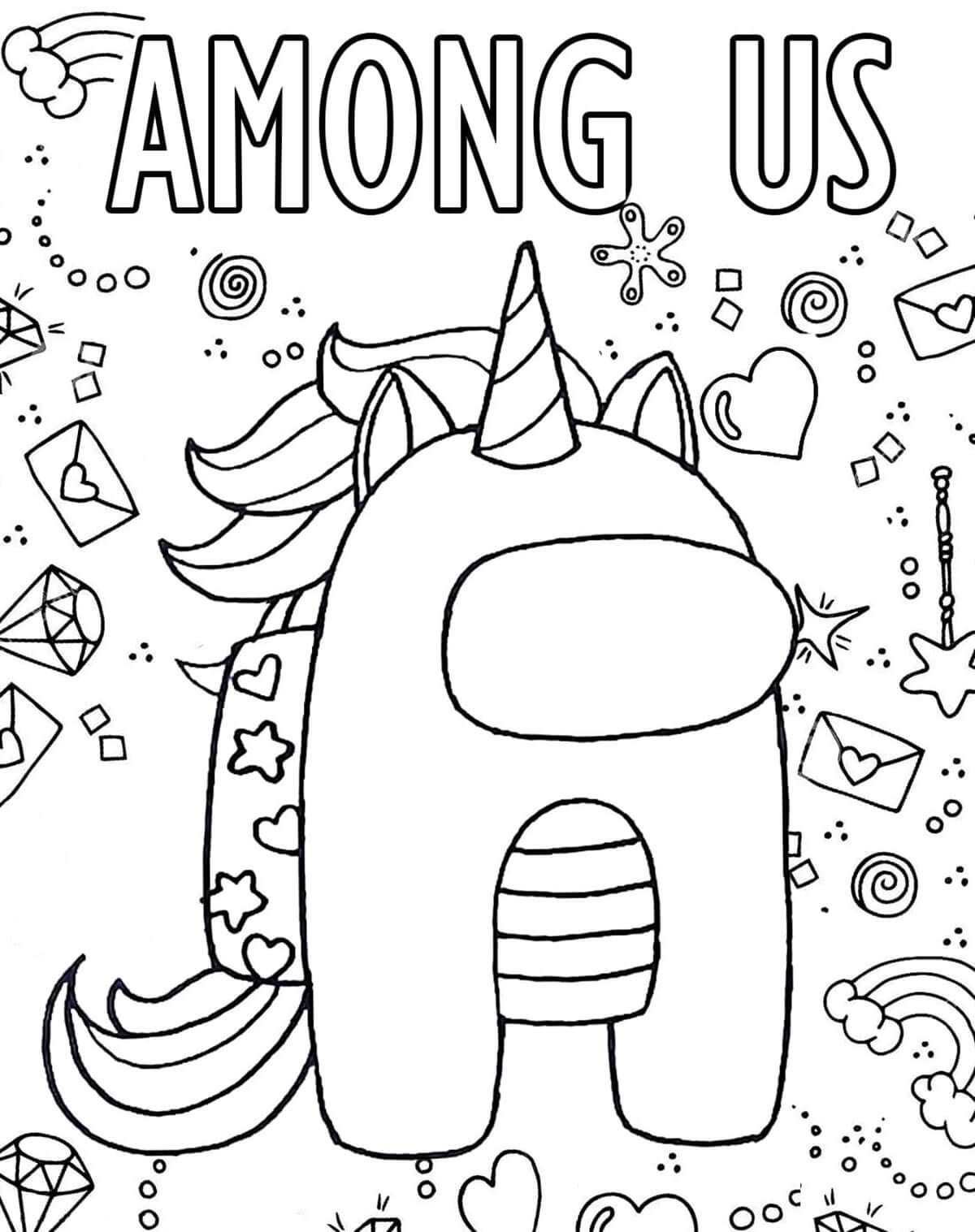 among us unicorn coloring page free printable coloring