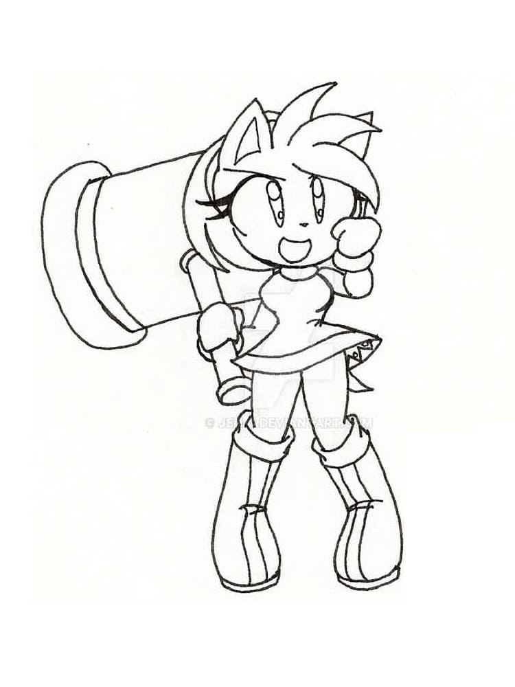 Angry Amy Rose Coloring Page - Free Printable Coloring Pages for Kids